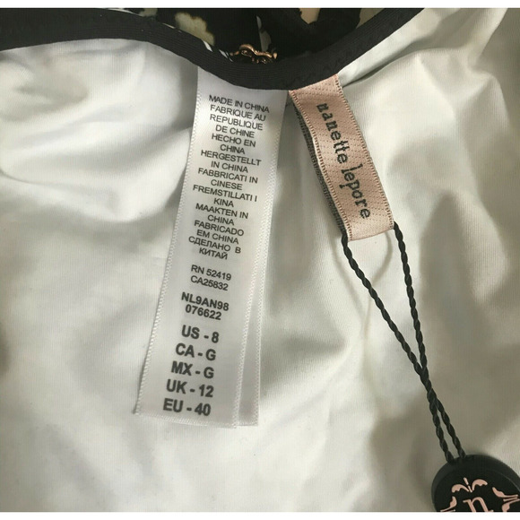 Nanette Lepore Swim Bikini Bottom Diamond Vines Wamp Black Side Tie Sz 8 NWT - Picture 5 of 5